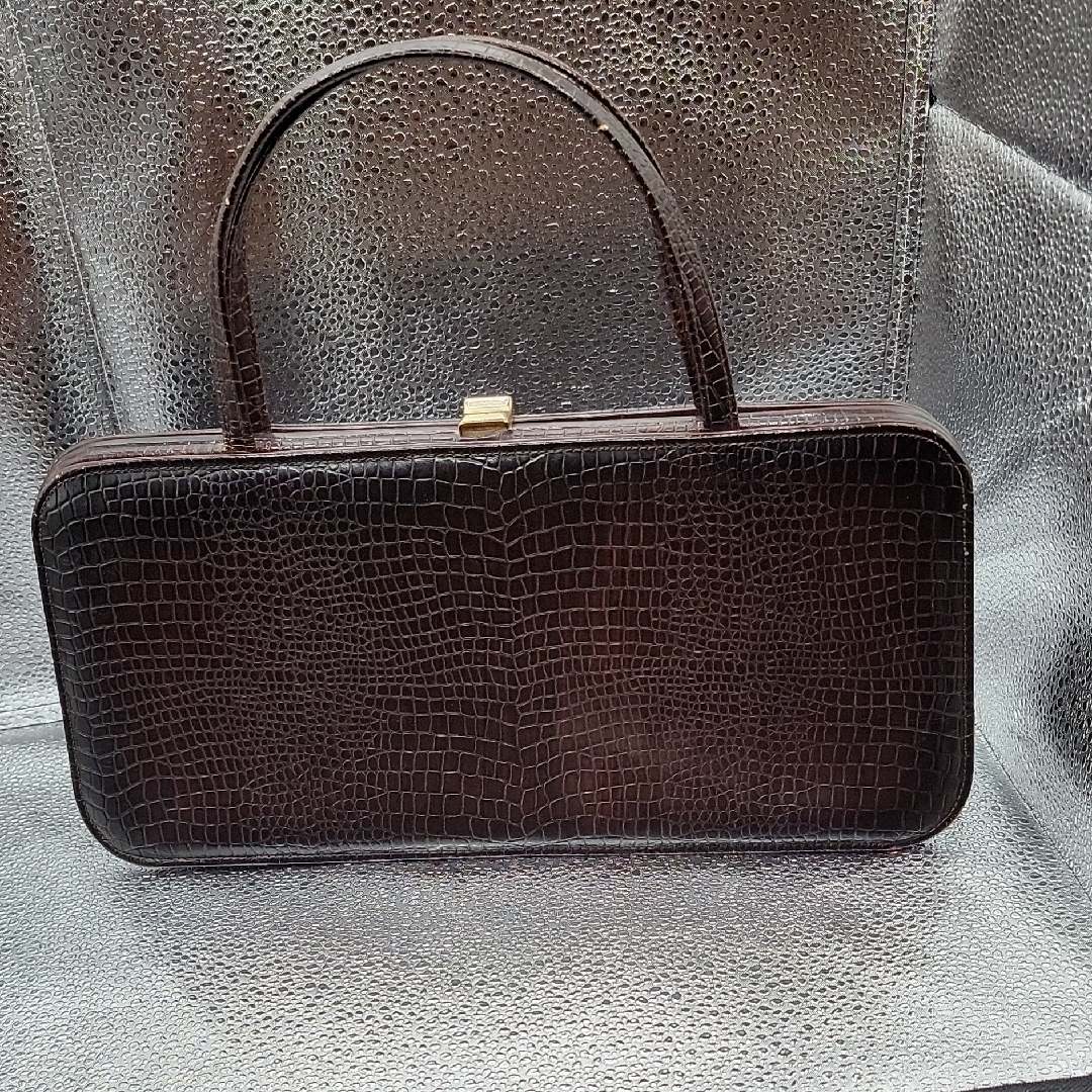 Elegant Vintage Brown Crocodile Pattern Handbag